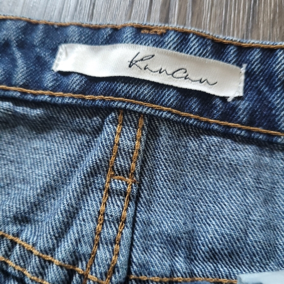 Kan can Distressed Denim Skirt with Frayed Hem Size S Blue Mini - Picture 3 of 6